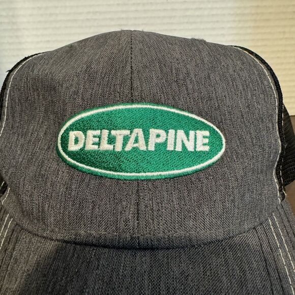 DELTAPINE Cotton Seed Farmer Trucker Hat Cap Gray Black Adjustable Xtendflex - Picture 9 of 13